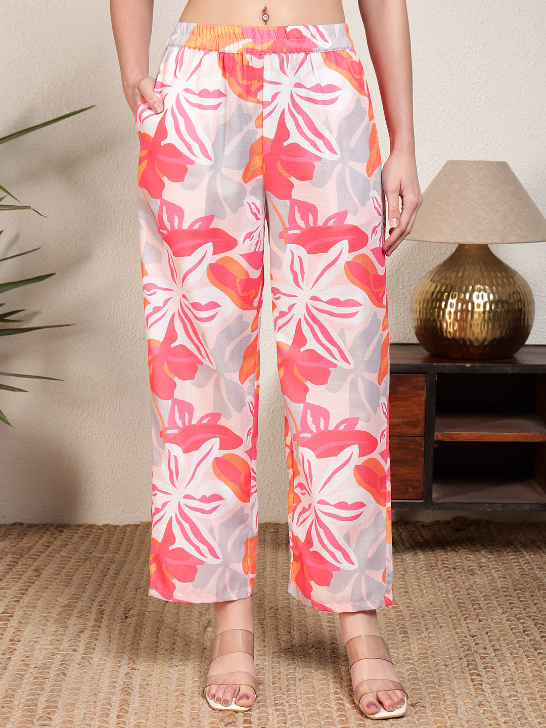 Modsik Women's Trendy Floral Print Shirt And Pant Co-ord Set