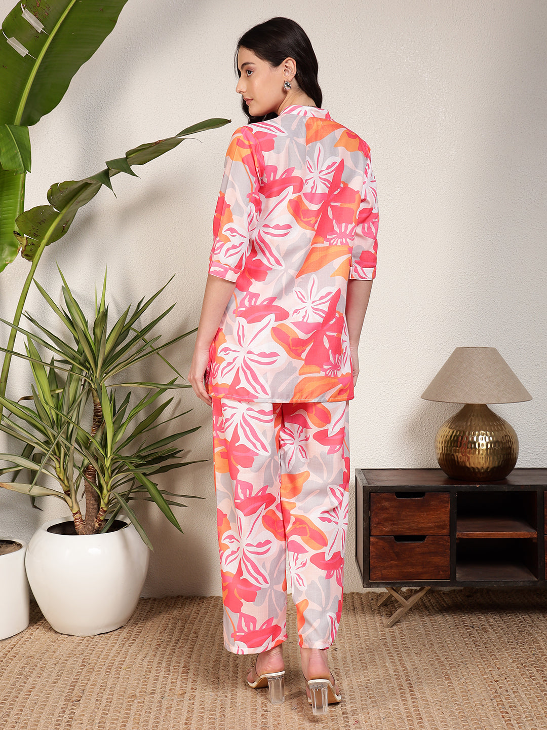 Modsik Women's Trendy Floral Print Shirt And Pant Co-ord Set