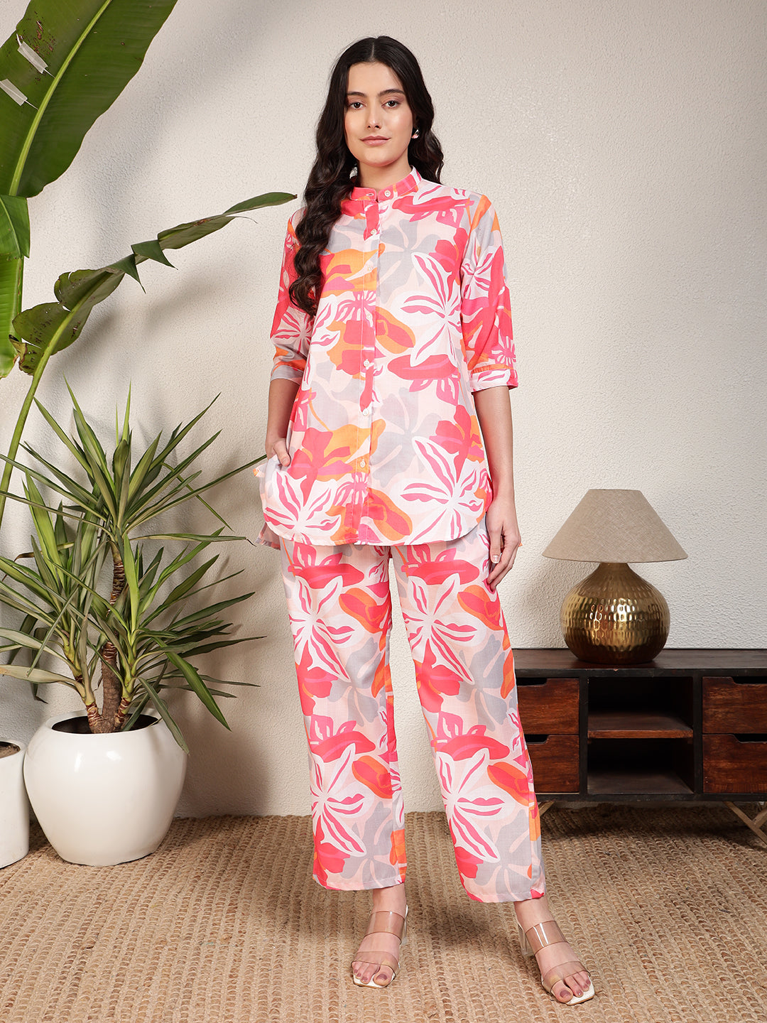 Modsik Women's Trendy Floral Print Shirt And Pant Co-ord Set