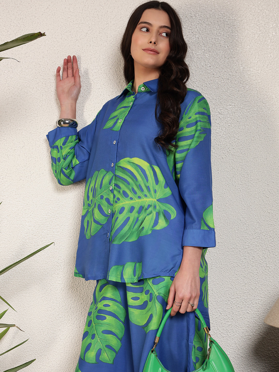 Modsik Women's Trendy Floral Print Oversized Shirt and Pant Coord Set