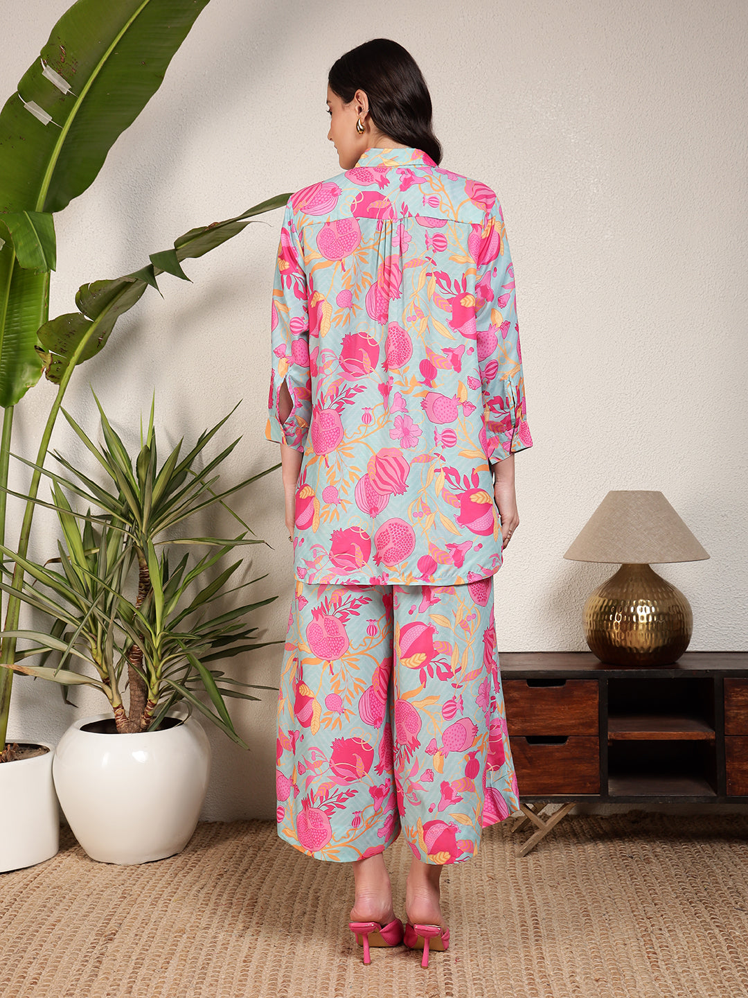 Modsik Women's Relaxed Fit Floral Print Shirt and Pant Co-ord Set