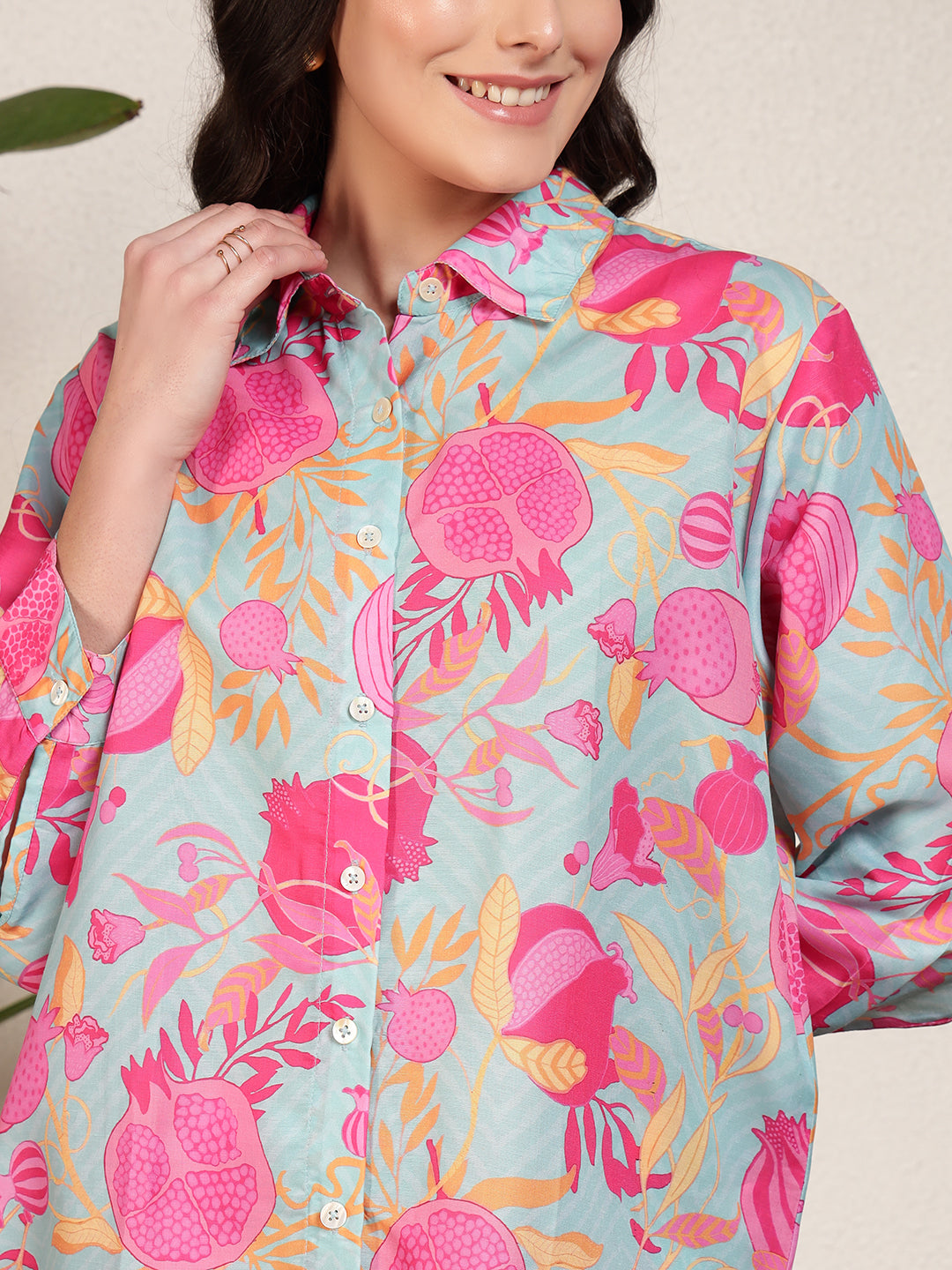 Modsik Women's Relaxed Fit Floral Print Shirt and Pant Co-ord Set