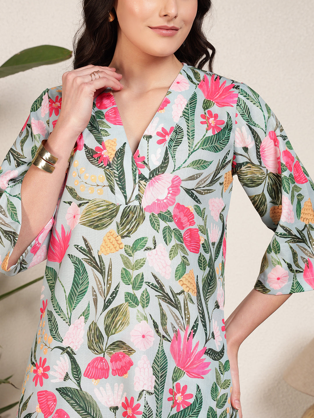 Modsik Women's Relaxed Fit Floral Tunic and Pant Co-ord Set