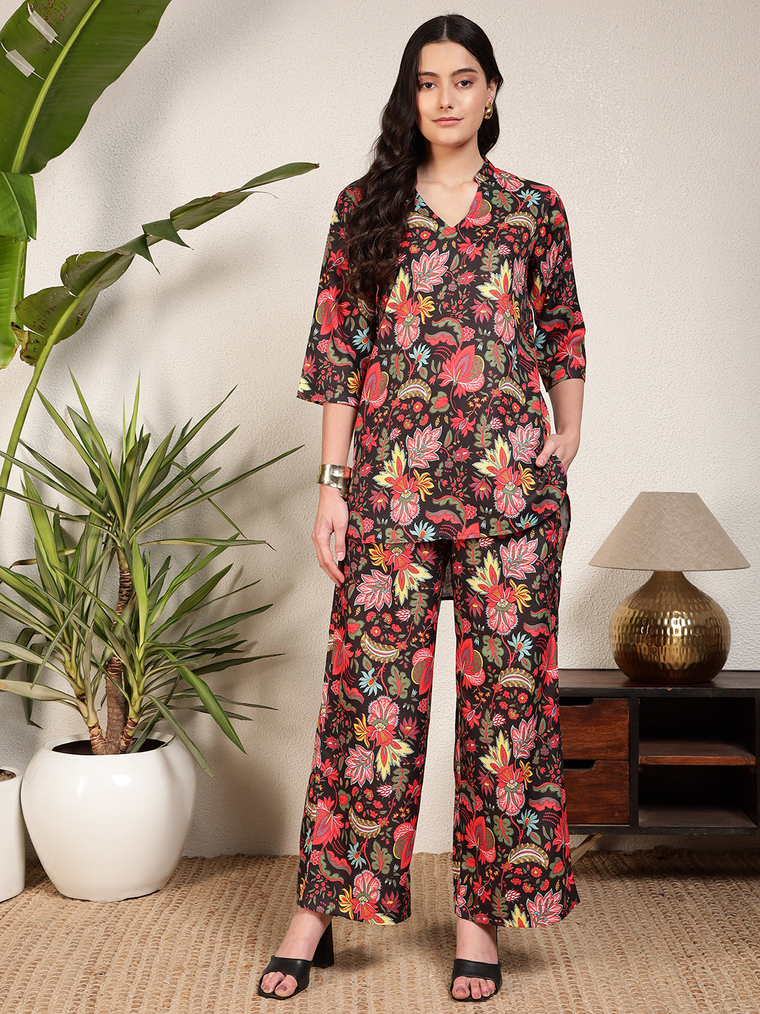 Modsik Floral Tunic and Pant Co-ord Set for Women and Girls