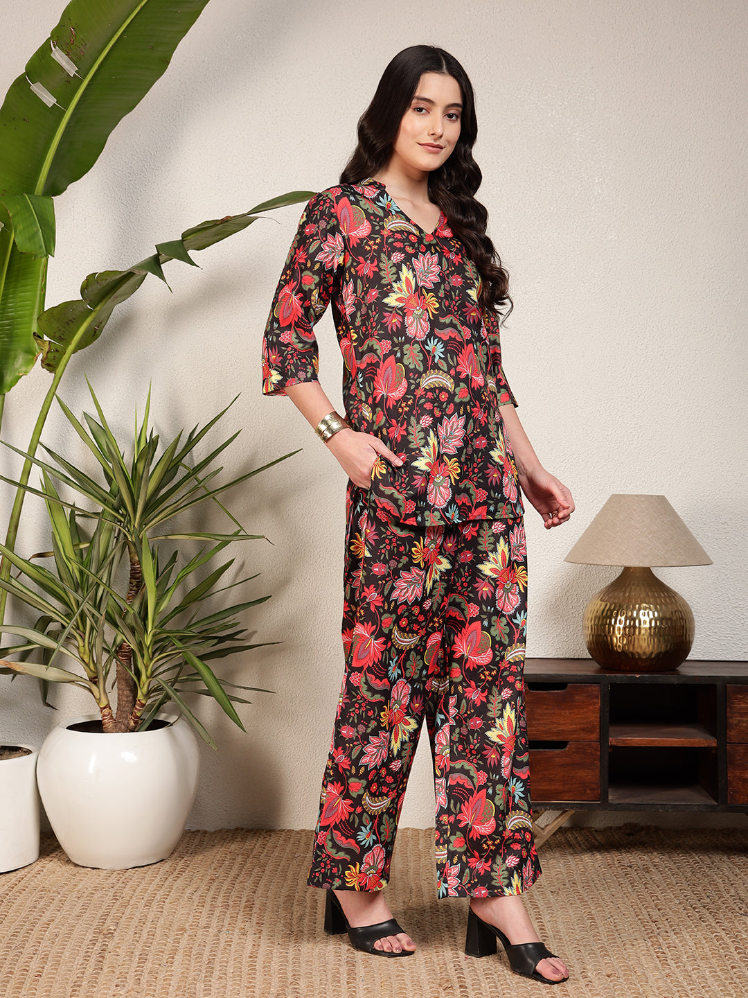 Modsik Floral Tunic and Pant Co-ord Set for Women and Girls