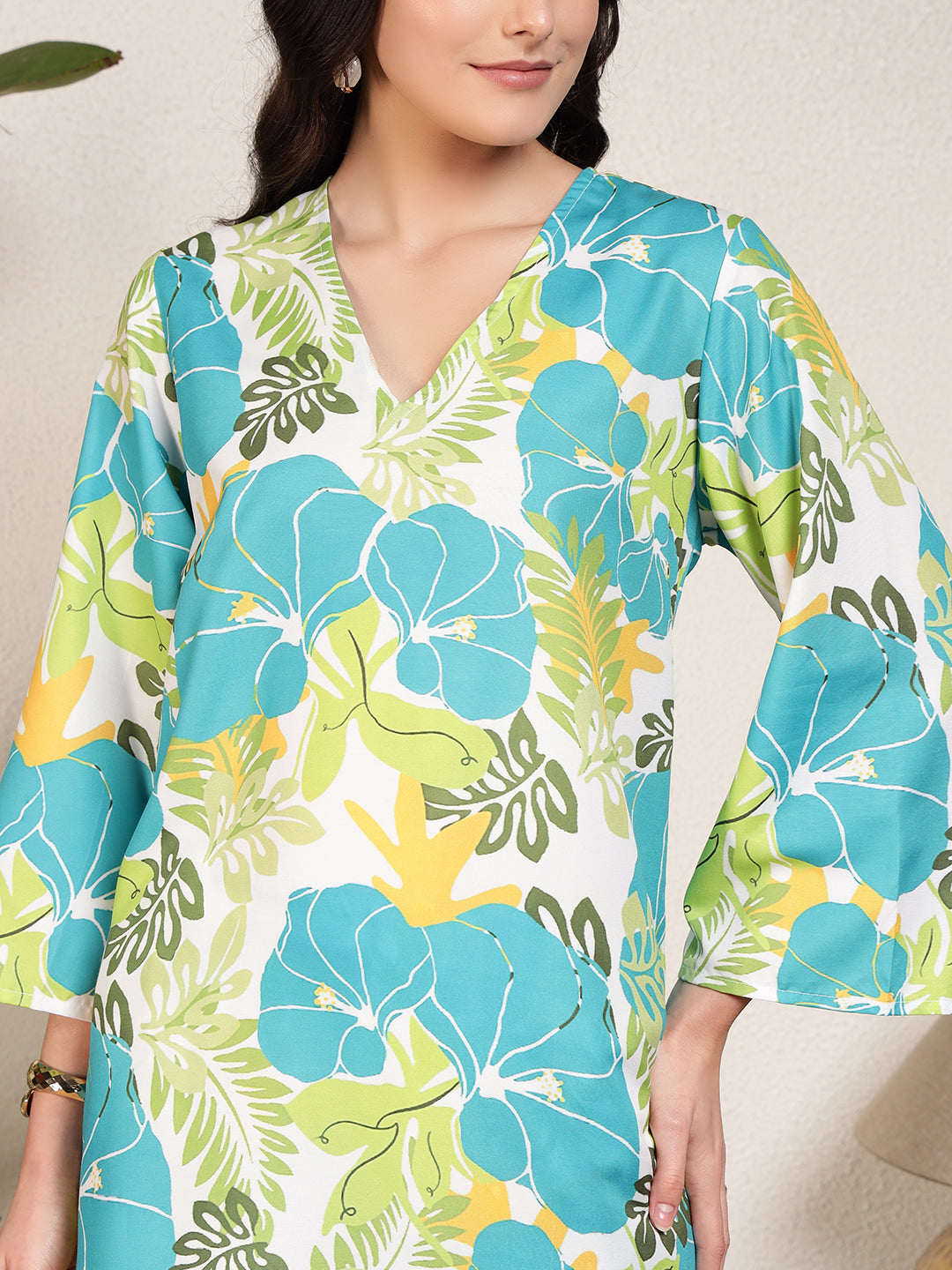 Modsik Women's Relaxed Fit Floral Tunic and Pant Co-ord Set